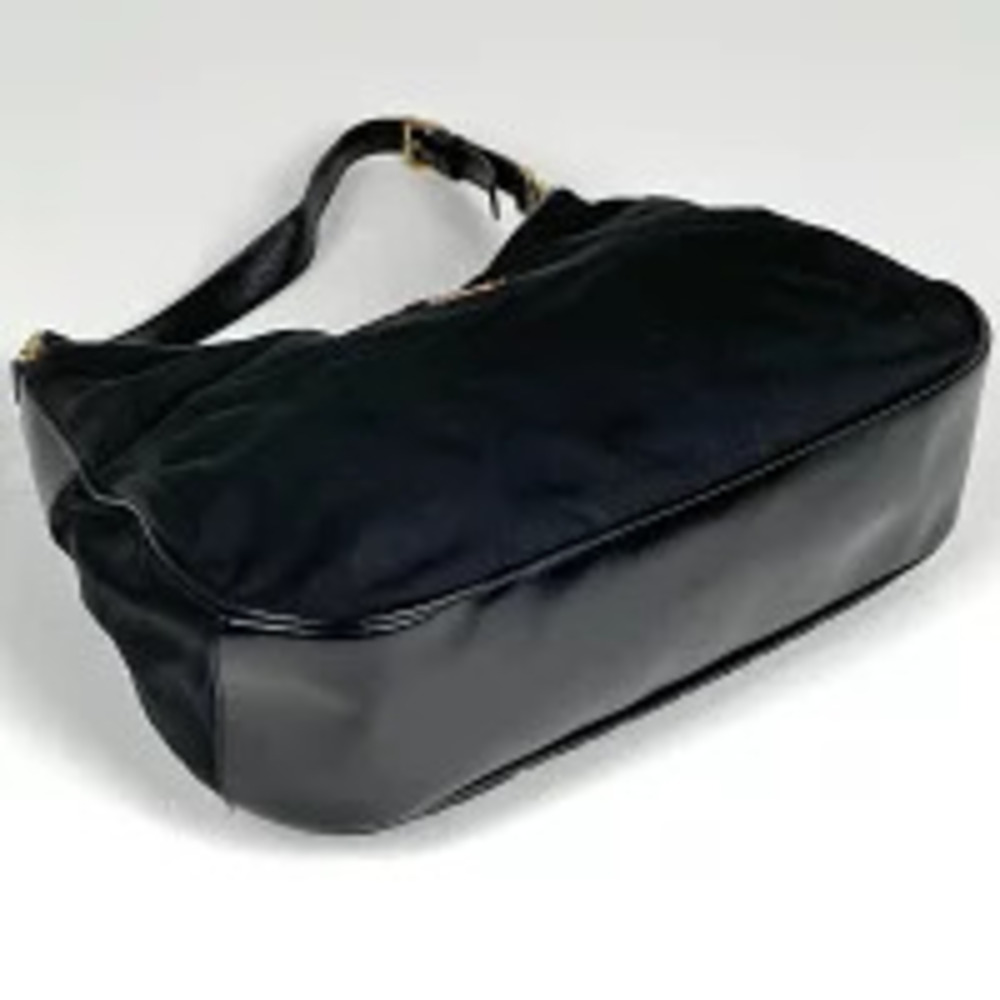 Prada Shoulder Black Handbag Bag Hobo Plate Nero Black